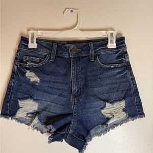 SO Dark Blue Distressed Jean Shorts